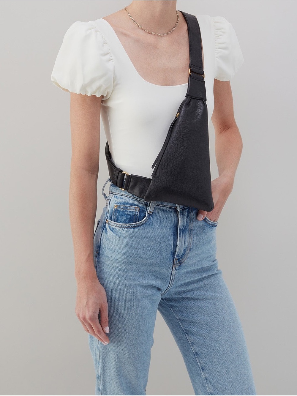 HOBO Black Pebbled Leather Crossbody Sling Bag